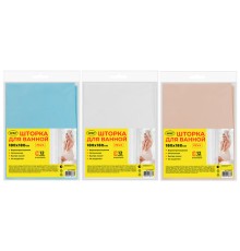 Шторка для ванной PEVA, 180х180 см, кольца в комплекте, 3 цвета ассорти (белый, голубой, коричневый), WBZ (ВБЗ), 700067