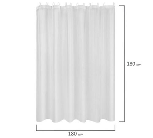 Шторка для ванной PEVA, 180х180 см, кольца в комплекте, 3 цвета ассорти (белый, голубой, коричневый), WBZ (ВБЗ), 700067