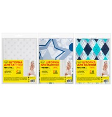 Шторка для ванной PEVA, 180х180 см, кольца в комплекте, 3 дизайна ассорти, УЗОРЫ, WBZ (ВБЗ), 700068