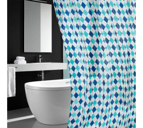 Шторка для ванной PEVA, 180х180 см, кольца в комплекте, 3 дизайна ассорти, УЗОРЫ, WBZ (ВБЗ), 700068