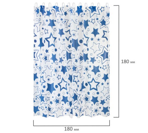 Шторка для ванной PEVA, 180х180 см, кольца в комплекте, 3 дизайна ассорти, УЗОРЫ, WBZ (ВБЗ), 700068