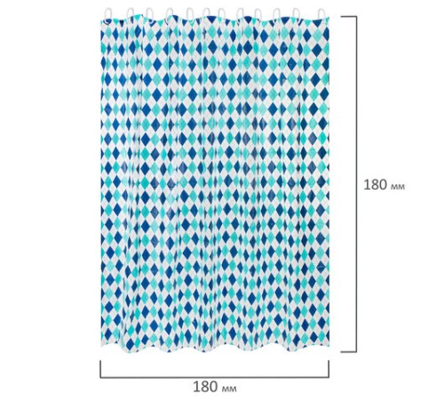 Шторка для ванной PEVA, 180х180 см, кольца в комплекте, 3 дизайна ассорти, УЗОРЫ, WBZ (ВБЗ), 700068