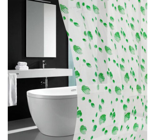 Шторка для ванной PEVA, 180х180 см, кольца в комплекте, 3 дизайна ассорти, МОРЕ, WBZ (ВБЗ), 700069