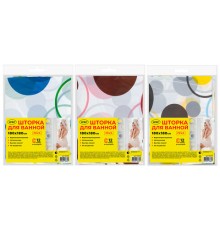 Шторка для ванной PEVA, 180х180 см, кольца в комплекте, 3 дизайна ассорти, КРУГИ, WBZ (ВБЗ), 700070