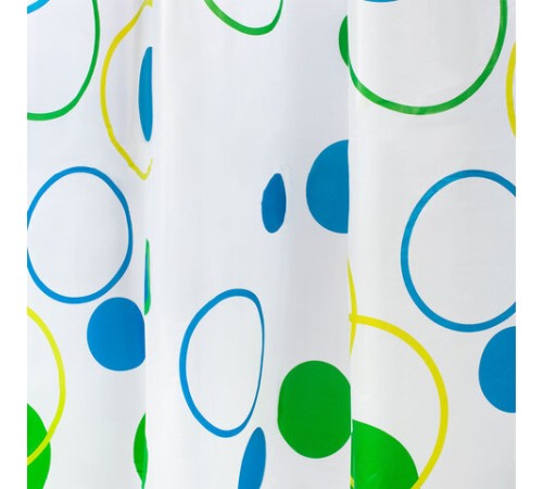 Шторка для ванной PEVA, 180х180 см, кольца в комплекте, 3 дизайна ассорти, КРУГИ, WBZ (ВБЗ), 700070