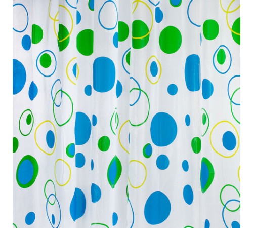 Шторка для ванной PEVA, 180х180 см, кольца в комплекте, 3 дизайна ассорти, КРУГИ, WBZ (ВБЗ), 700070
