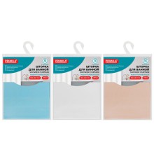 Шторка для ванной PEVA, 180х180 см, кольца в комплекте, 3 цвета ассорти (белый, голубой, коричневый), PRIMILA (ПРИМИЛА), 700072