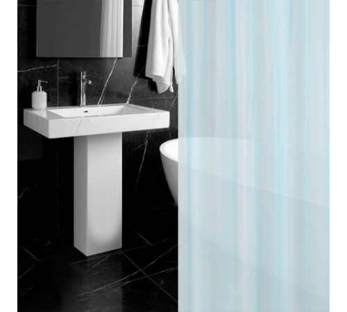 Шторка для ванной PEVA, 180х180 см, кольца в комплекте, 3 цвета ассорти (белый, голубой, коричневый), PRIMILA (ПРИМИЛА), 700072