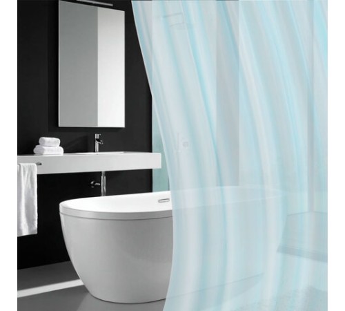 Шторка для ванной PEVA, 180х180 см, кольца в комплекте, 3 цвета ассорти (белый, голубой, коричневый), PRIMILA (ПРИМИЛА), 700072