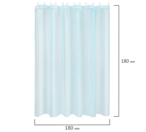 Шторка для ванной PEVA, 180х180 см, кольца в комплекте, 3 цвета ассорти (белый, голубой, коричневый), PRIMILA (ПРИМИЛА), 700072