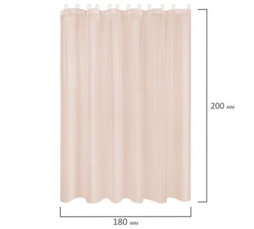 Шторка для ванной PEVA, 180х200 см, кольца в комплекте, 3 цвета ассорти (белый, голубой, коричневый), PRIMILA (ПРИМИЛА), 700073