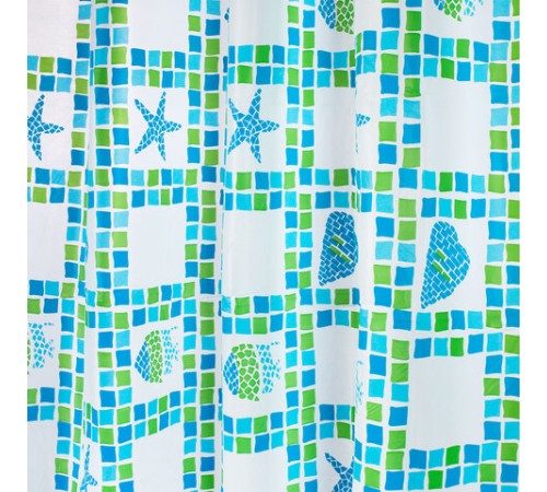 Шторка для ванной PEVA, 180х180 см, кольца в комплекте, 3 дизайна ассорти, МОРЕ, PRIMILA (ПРИМИЛА), 700074