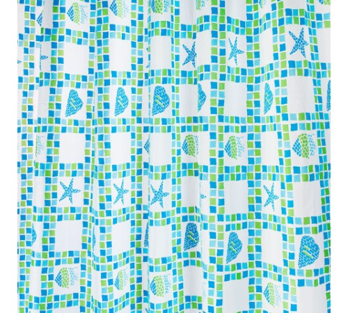 Шторка для ванной PEVA, 180х180 см, кольца в комплекте, 3 дизайна ассорти, МОРЕ, PRIMILA (ПРИМИЛА), 700074