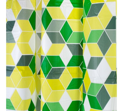 Шторка для ванной PEVA, 180х200 см, кольца в комплекте, 3 дизайна ассорти, ФИГУРЫ, PRIMILA (ПРИМИЛА), 700075