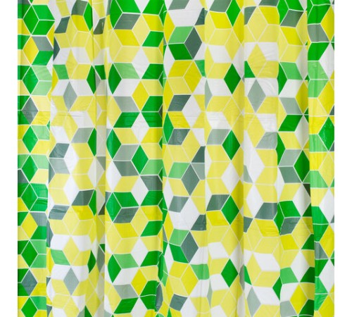 Шторка для ванной PEVA, 180х200 см, кольца в комплекте, 3 дизайна ассорти, ФИГУРЫ, PRIMILA (ПРИМИЛА), 700075