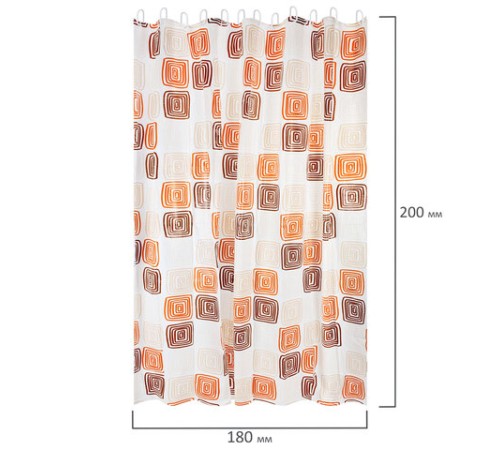 Шторка для ванной PEVA, 180х200 см, кольца в комплекте, 3 дизайна ассорти, ФИГУРЫ, PRIMILA (ПРИМИЛА), 700075