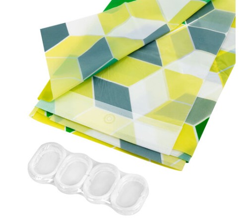 Шторка для ванной PEVA, 180х200 см, кольца в комплекте, 3 дизайна ассорти, ФИГУРЫ, PRIMILA (ПРИМИЛА), 700075