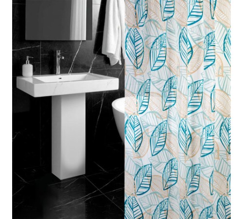 Шторка для ванной PEVA, 180х180 см, кольца в комплекте, 3 дизайна ассорти, РАСТЕНИЯ, PRIMILA (ПРИМИЛА), 700076