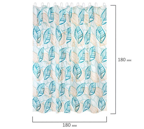 Шторка для ванной PEVA, 180х180 см, кольца в комплекте, 3 дизайна ассорти, РАСТЕНИЯ, PRIMILA (ПРИМИЛА), 700076