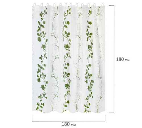 Шторка для ванной PEVA, 180х180 см, кольца в комплекте, 3 дизайна ассорти, РАСТЕНИЯ, PRIMILA (ПРИМИЛА), 700076