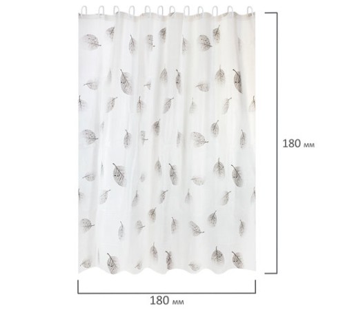 Шторка для ванной PEVA, 180х180 см, кольца в комплекте, 3 дизайна ассорти, РАСТЕНИЯ, PRIMILA (ПРИМИЛА), 700076