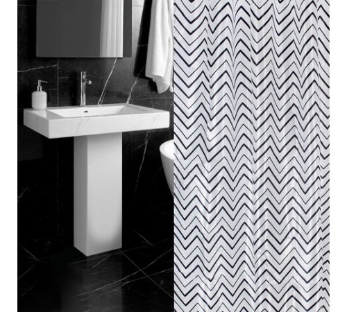 Шторка для ванной ПОЛИЭСТЕР, 180х180 см, кольца в комплекте, УЗОРЫ, PRIMILA (ПРИМИЛА), 700078