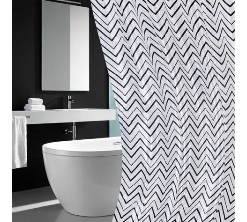 Шторка для ванной ПОЛИЭСТЕР, 180х180 см, кольца в комплекте, УЗОРЫ, PRIMILA (ПРИМИЛА), 700078