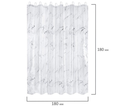 Шторка для ванной ПОЛИЭСТЕР, 180х180 см, кольца в комплекте, БЕЛЫЙ МРАМОР, PRIMILA (ПРИМИЛА), 700079