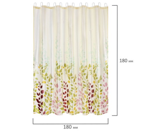 Шторка для ванной ПОЛИЭСТЕР, 180х180 см, кольца в комплекте, ФЛОРА, PRIMILA (ПРИМИЛА), 700080