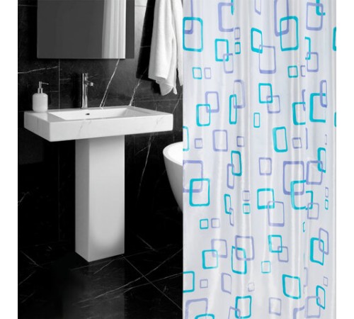 Шторка для ванной ПОЛИЭСТЕР, 180х180 см, кольца в комплекте, ФИГУРЫ, PRIMILA (ПРИМИЛА), 700081