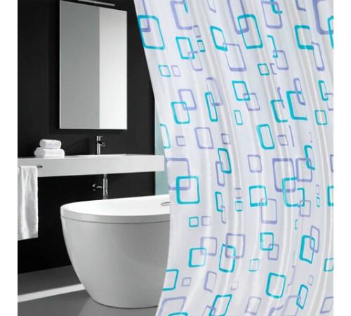 Шторка для ванной ПОЛИЭСТЕР, 180х180 см, кольца в комплекте, ФИГУРЫ, PRIMILA (ПРИМИЛА), 700081