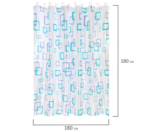 Шторка для ванной ПОЛИЭСТЕР, 180х180 см, кольца в комплекте, ФИГУРЫ, PRIMILA (ПРИМИЛА), 700081