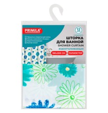 Шторка для ванной ПОЛИЭСТЕР, 180х200 см, кольца в комплекте, ЦВЕТЫ, PRIMILA (ПРИМИЛА), 700082