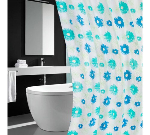 Шторка для ванной ПОЛИЭСТЕР, 180х200 см, кольца в комплекте, ЦВЕТЫ, PRIMILA (ПРИМИЛА), 700082