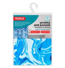 Шторка для ванной ПОЛИЭСТЕР, 180х200 см, кольца в комплекте, ГОЛУБЫЕ ВОЛНЫ, PRIMILA (ПРИМИЛА), 700083