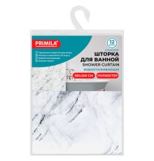Шторка для ванной ПОЛИЭСТЕР, 180х200 см, кольца в комплекте, БЕЛЫЙ МРАМОР, PRIMILA (ПРИМИЛА), 700084