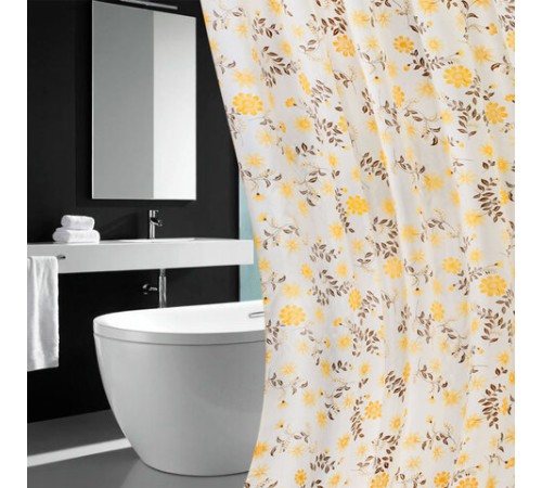 Шторка для ванной ПОЛИЭСТЕР, 180х200 см, кольца в комплекте, РАСТЕНИЯ, PRIMILA (ПРИМИЛА), 700085