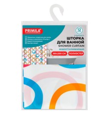 Шторка для ванной ПОЛИЭСТЕР, 180х200 см, кольца в комплекте, КРУГИ, PRIMILA (ПРИМИЛА), 700086