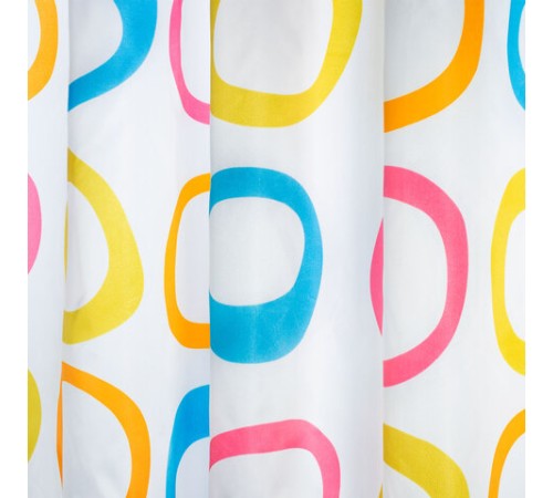 Шторка для ванной ПОЛИЭСТЕР, 180х200 см, кольца в комплекте, КРУГИ, PRIMILA (ПРИМИЛА), 700086