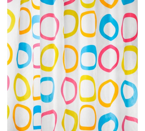 Шторка для ванной ПОЛИЭСТЕР, 180х200 см, кольца в комплекте, КРУГИ, PRIMILA (ПРИМИЛА), 700086
