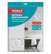 Шторка для ванной ПОЛИЭСТЕР, 180х180 см, кольца в комплекте, БЕЛЫЙ БРИЛЛИАНТ, PRIMILA (ПРИМИЛА), 700087