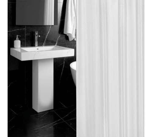 Шторка для ванной ПОЛИЭСТЕР, 180х180 см, кольца в комплекте, БЕЛЫЙ БРИЛЛИАНТ, PRIMILA (ПРИМИЛА), 700087