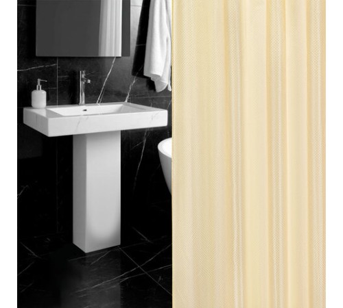 Шторка для ванной ПОЛИЭСТЕР, 180х180 см, кольца в комплекте, ЗОЛОТОЙ БРИЛЛИАНТ, PRIMILA (ПРИМИЛА), 700089