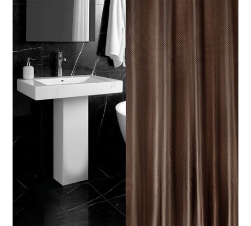 Шторка для ванной ПОЛИЭСТЕР, 180х180 см, кольца в комплекте, КОРИЧНЕВЫЙ БРИЛЛИАНТ, PRIMILA (ПРИМИЛА), 700091