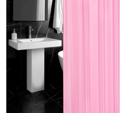 Шторка для ванной ПОЛИЭСТЕР, 180х180 см, кольца в комплекте, РОЗОВЫЙ БРИЛЛИАНТ, PRIMILA (ПРИМИЛА), 700092