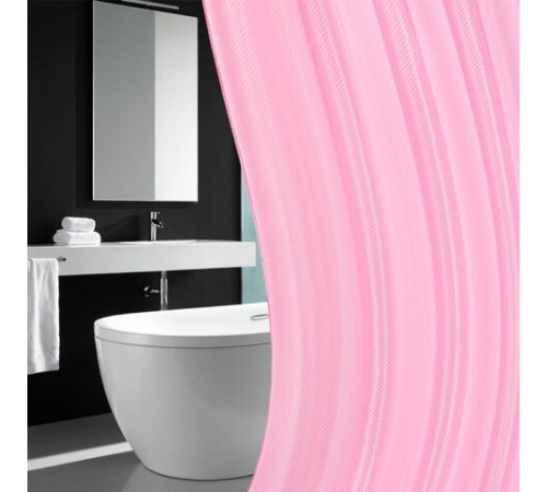 Шторка для ванной ПОЛИЭСТЕР, 180х180 см, кольца в комплекте, РОЗОВЫЙ БРИЛЛИАНТ, PRIMILA (ПРИМИЛА), 700092