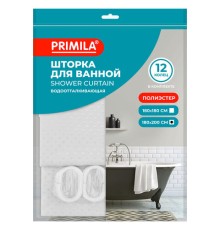 Шторка для ванной ПОЛИЭСТЕР, 180х200 см, кольца в комплекте, БЕЛЫЙ БРИЛЛИАНТ, PRIMILA (ПРИМИЛА), 700093