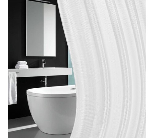 Шторка для ванной ПОЛИЭСТЕР, 180х200 см, кольца в комплекте, БЕЛЫЙ БРИЛЛИАНТ, PRIMILA (ПРИМИЛА), 700093