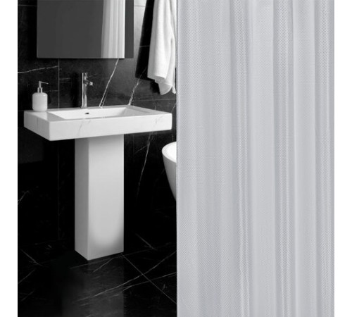 Шторка для ванной ПОЛИЭСТЕР, 180х200 см, кольца в комплекте, СЕРЫЙ БРИЛЛИАНТ, PRIMILA (ПРИМИЛА), 700094