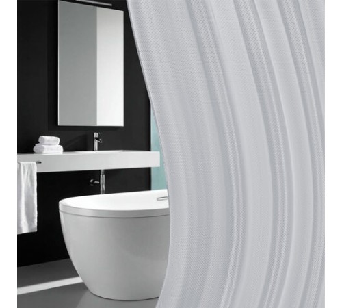 Шторка для ванной ПОЛИЭСТЕР, 180х200 см, кольца в комплекте, СЕРЫЙ БРИЛЛИАНТ, PRIMILA (ПРИМИЛА), 700094